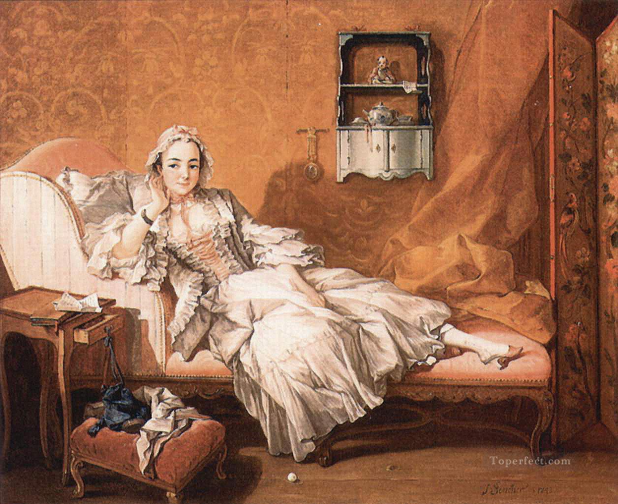 Portrait of the artist wife Francois Boucher Oil Paintings